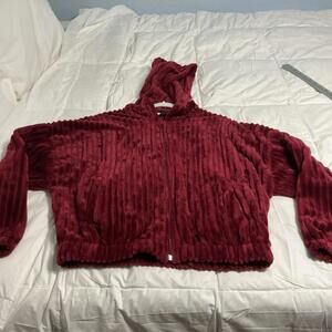 C-MODE Women's Ultra Soft Zip Up Hoodie Size L In Fuchsia/red